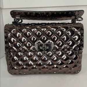 Valentino Medium Rockstud Spike Shoulder Bag Metallic